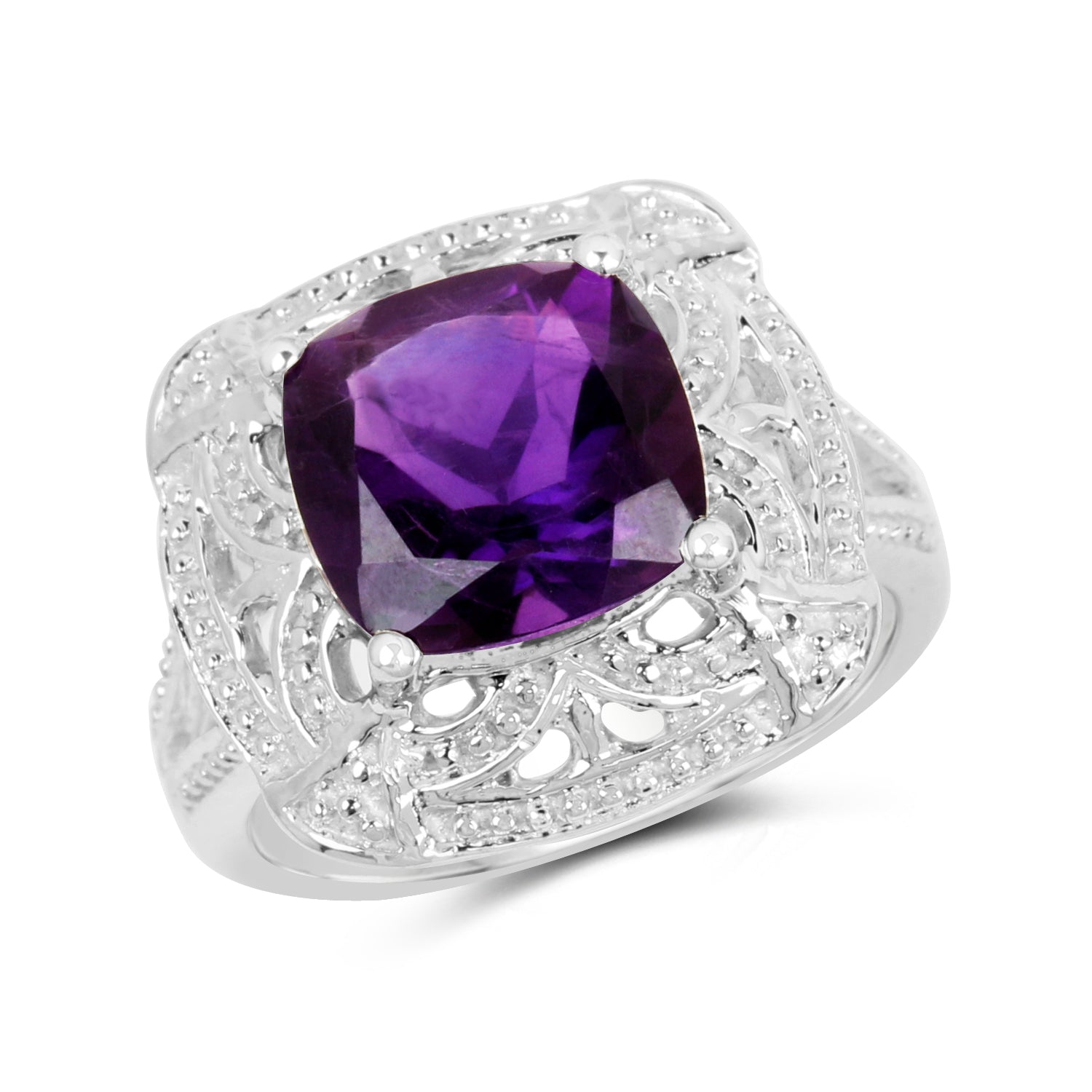 4.35 Carat Genuine Amethyst .925 Sterling Silver Ring Bids.com