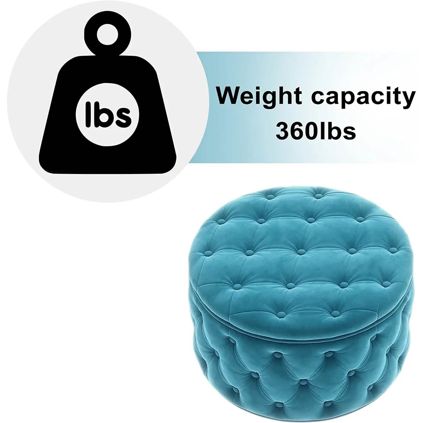 29.5" Tufted Velvet Round Ottoman Classic Button Living Room Footrest with Storage DailySale