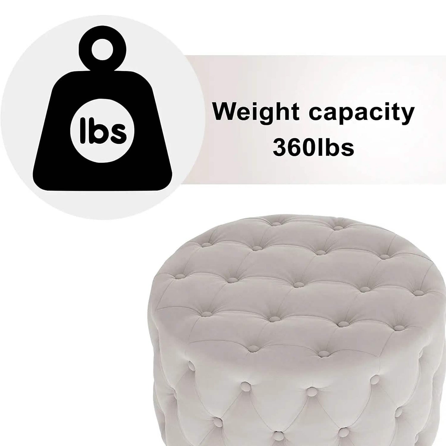 29.5" Tufted Velvet Round Ottoman Classic Button Living Room Footrest with Storage DailySale