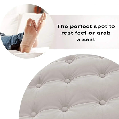 29.5" Tufted Velvet Round Ottoman Classic Button Living Room Footrest with Storage DailySale