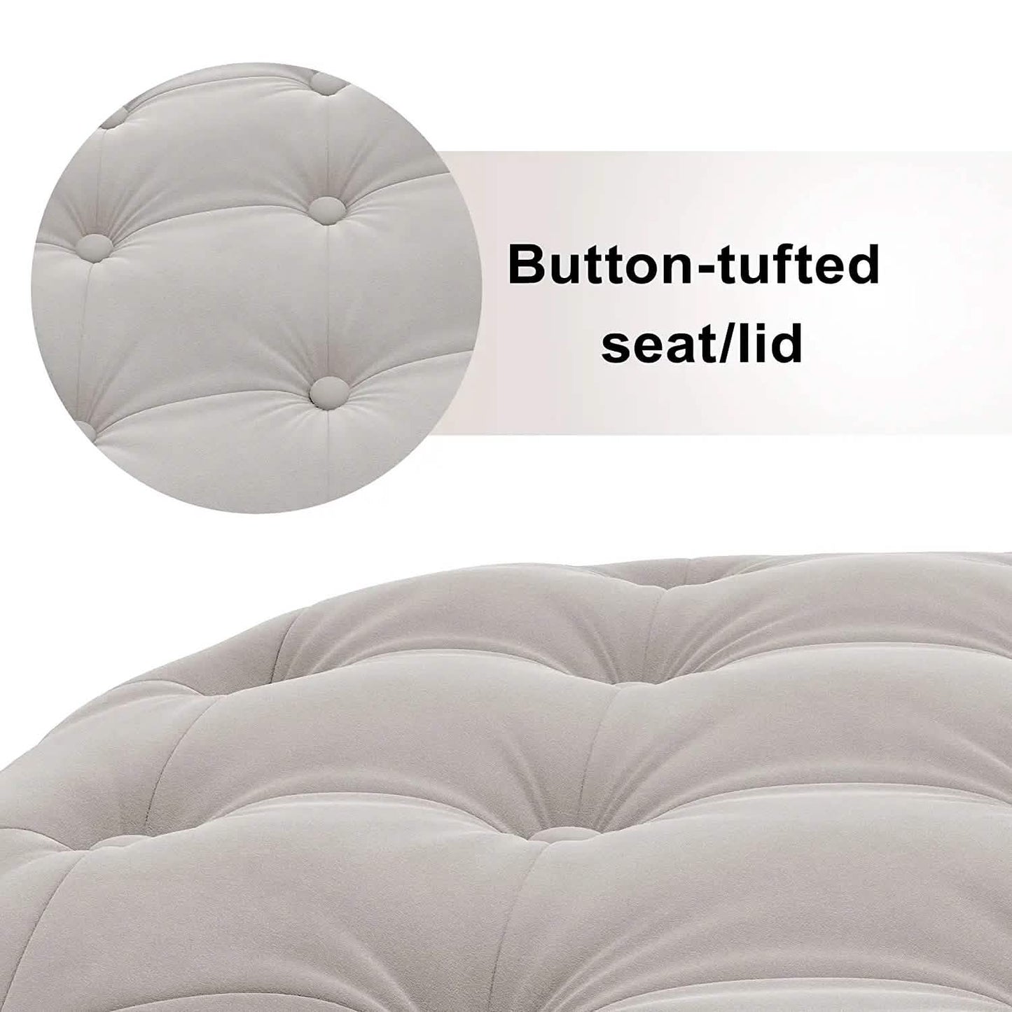 29.5" Tufted Velvet Round Ottoman Classic Button Living Room Footrest with Storage DailySale