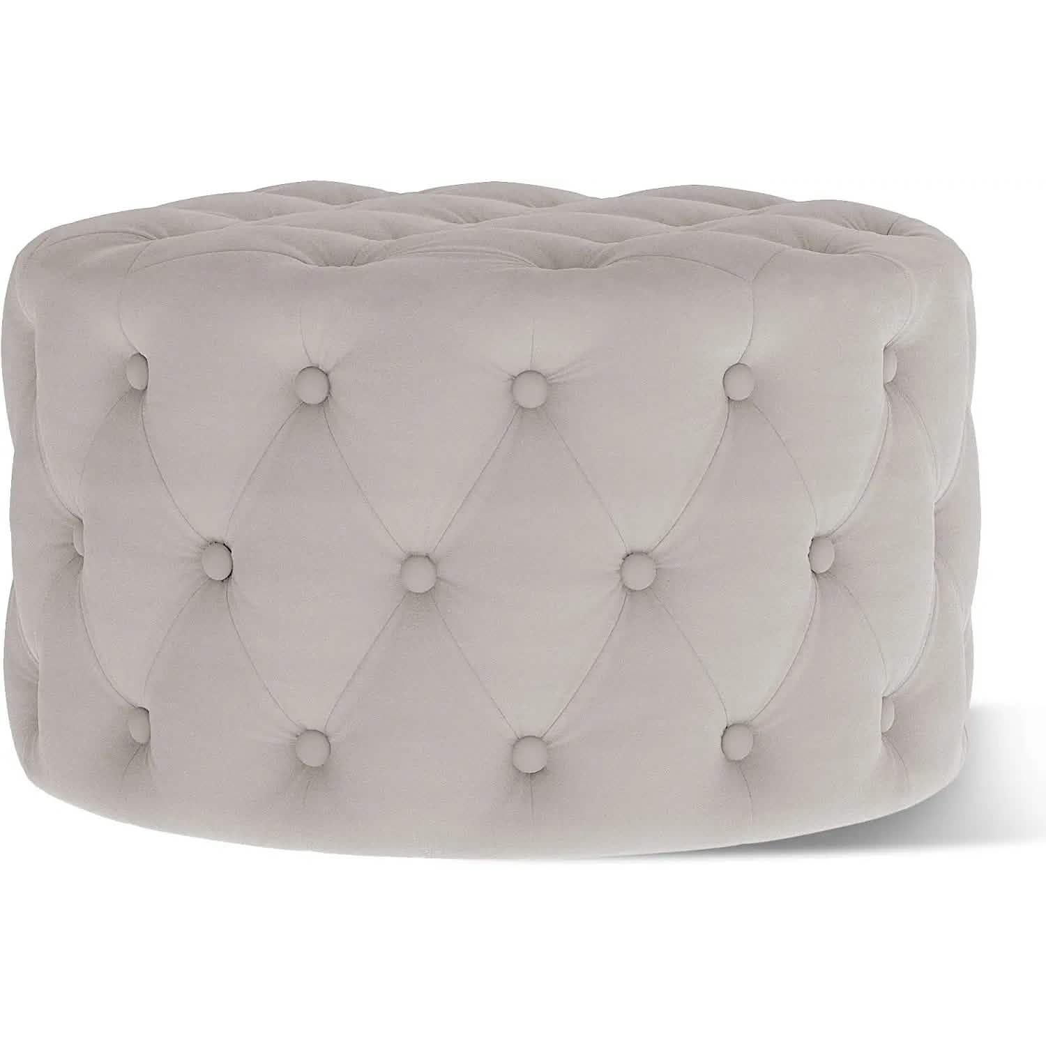 29.5" Tufted Velvet Round Ottoman Classic Button Living Room Footrest with Storage DailySale