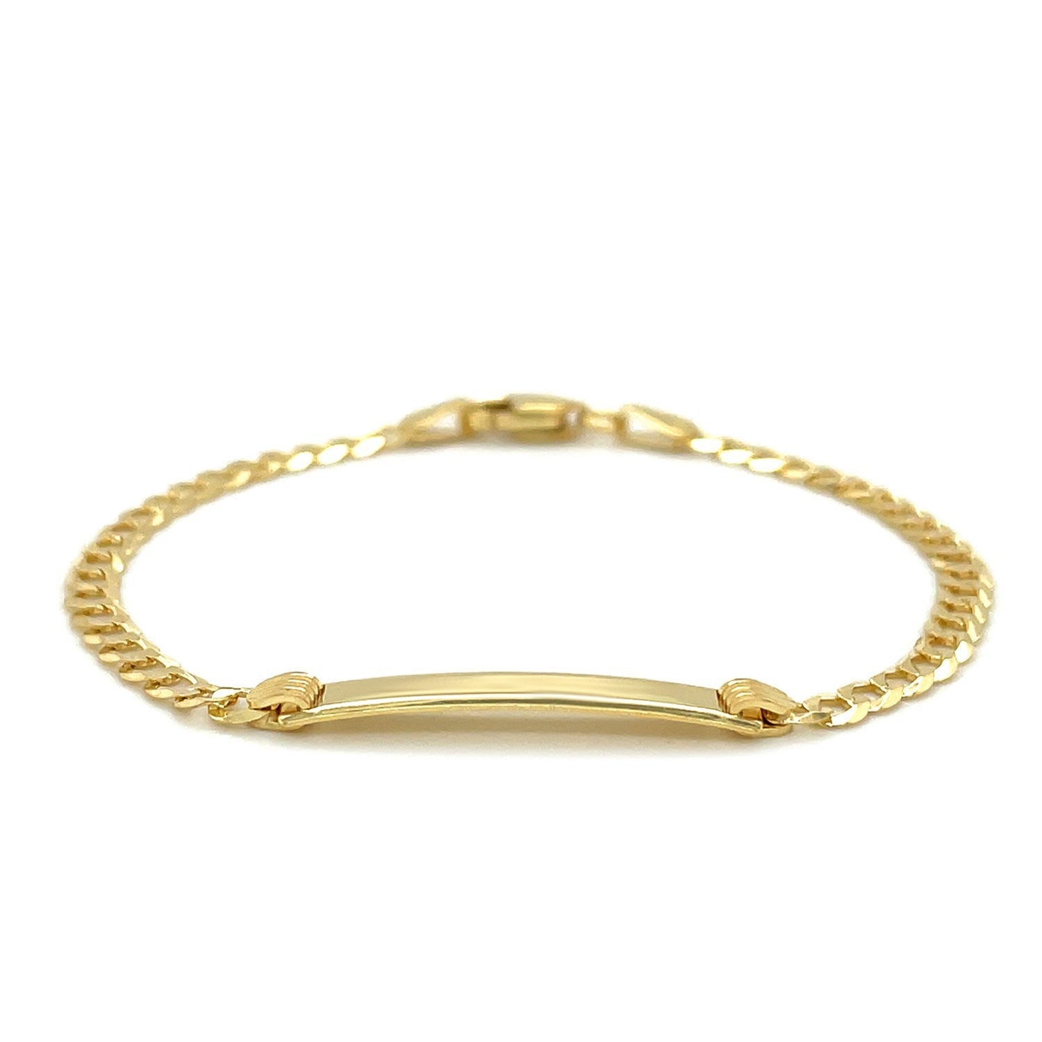 14k Yellow Gold Curb Link Style Children's ID Bracelet Bids.com