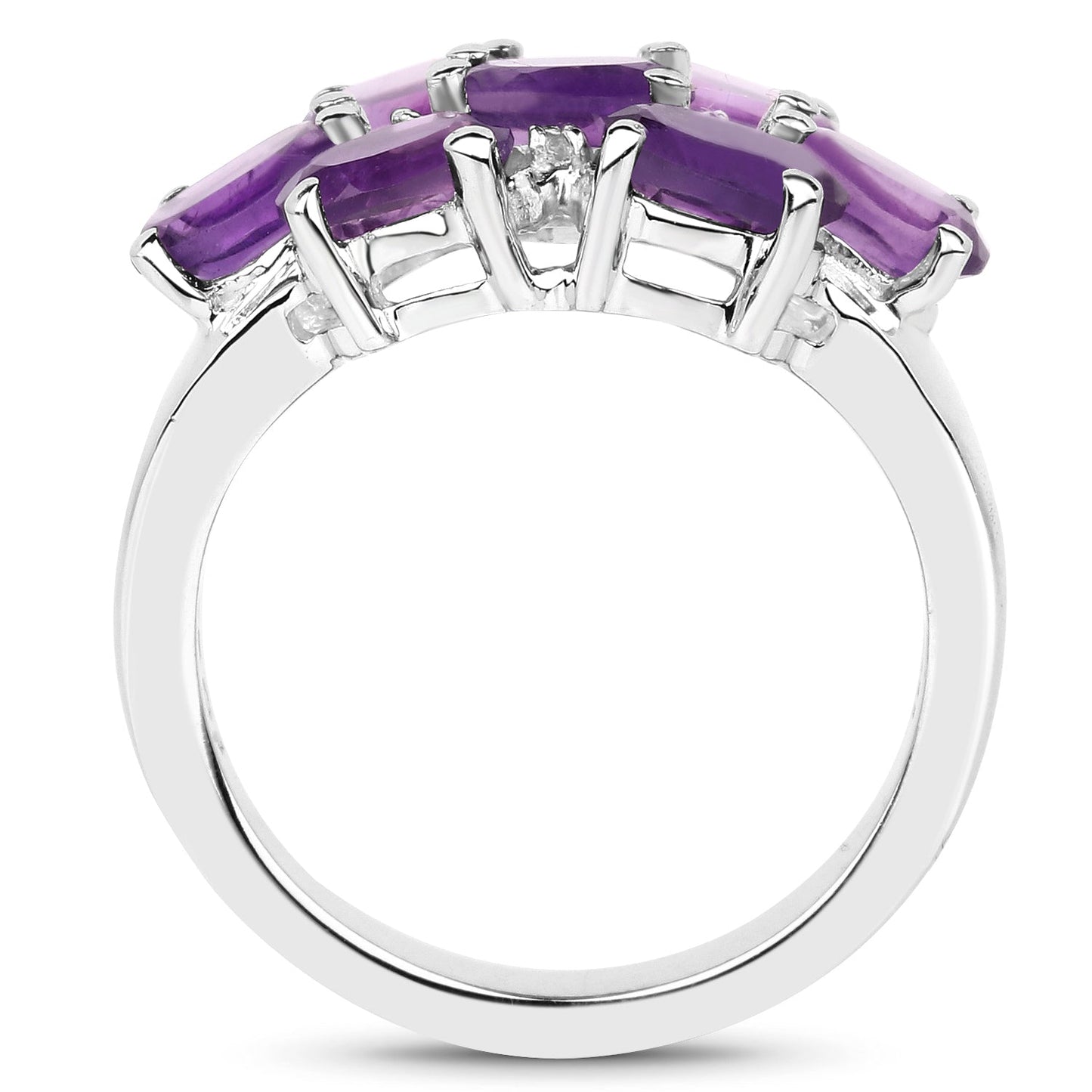 3.05 Carat Genuine  Amethyst and White Topaz .925 Sterling Silver Ring Bids.com
