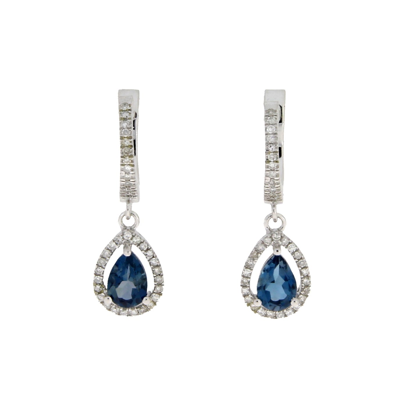 .88ct London Blue Topaz Dangle Earrings 14KT White Gold Bids.com