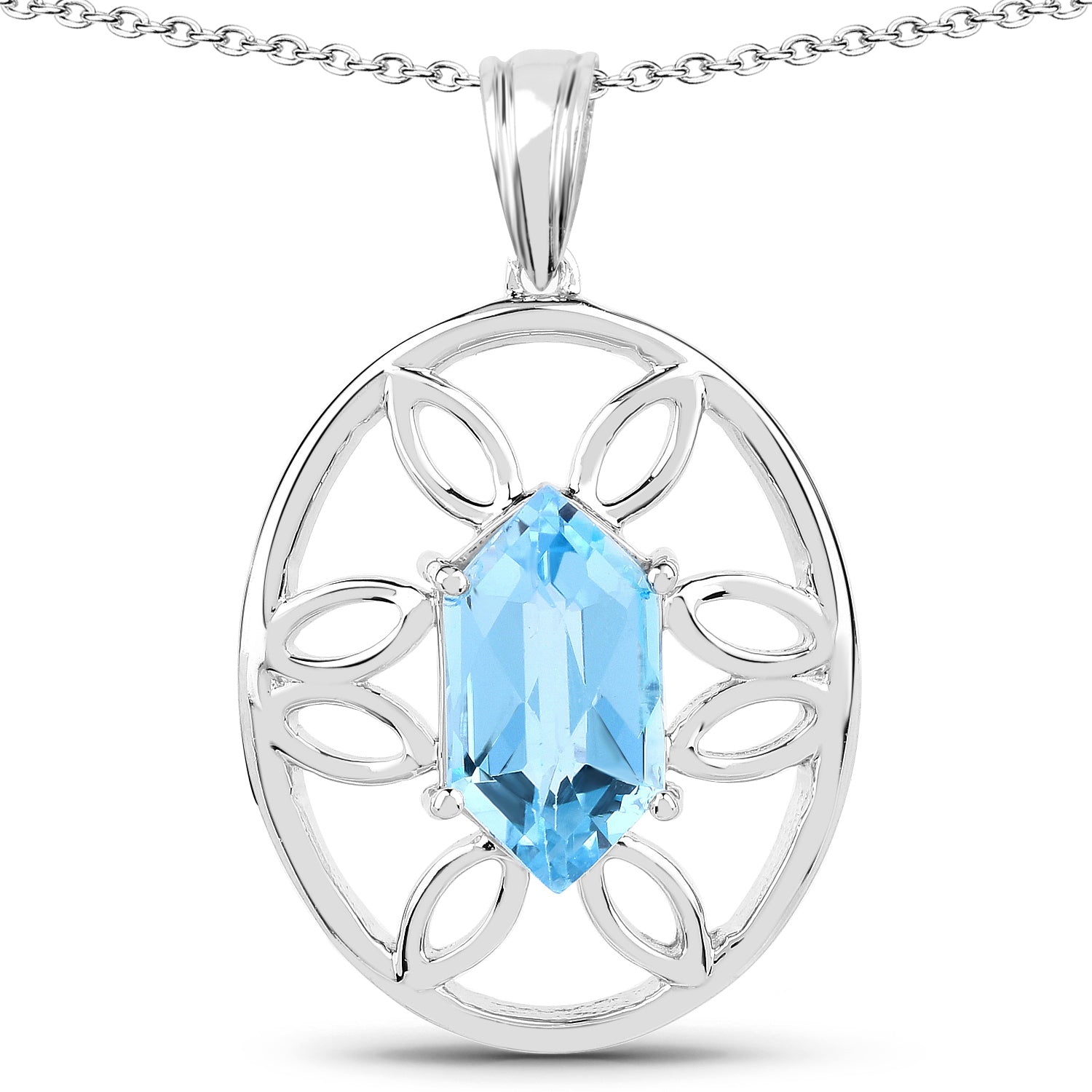 6.17 Carat Genuine Swiss Blue Topaz .925 Sterling Silver Pendant Bids.com