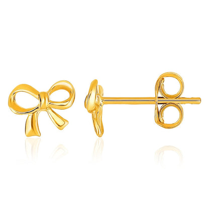 14k Yellow Gold Bow Style Post Earrings Bids.com