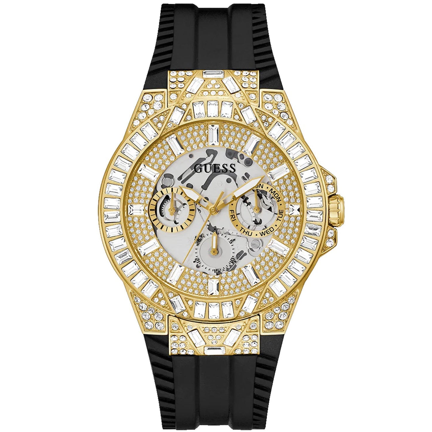 Guess Men's Black Gold Tone Multi-function Bids.com