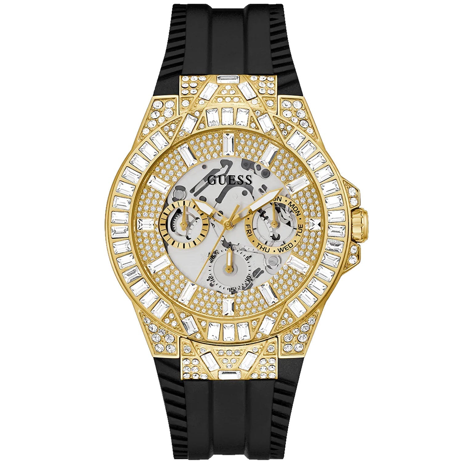 Guess Men's Black Gold Tone Multi-function Bids.com