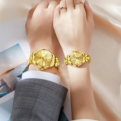 Women's Gold Stainless Steel Slim Luminous Waterproof Watch BandsCo Straps