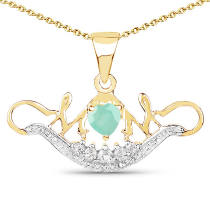 14K Yellow Gold Plated 0.62 Carat Genuine Emerald and White Topaz .925 Sterling Silver Pendant Bids.com