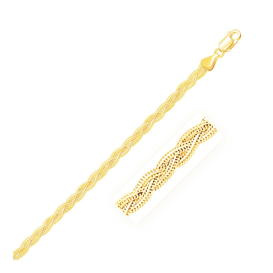 3.5mm 14k Yellow Braided Foxtail Anklet Bids.com