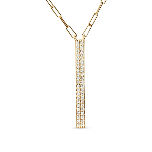 14K Yellow Gold 3/8 Cttw Two-Strand Marquise and Bar Charm Paper Clip Link Pendant Necklace  (I-J Color, I1-I2 Clarity) -18" and 20" Inch Lengths Bids.com