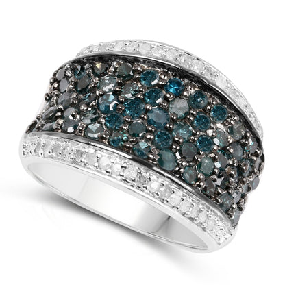 1.38 Carat Genuine Blue Diamond and White Diamond .925 Sterling Silver Ring Bids.com