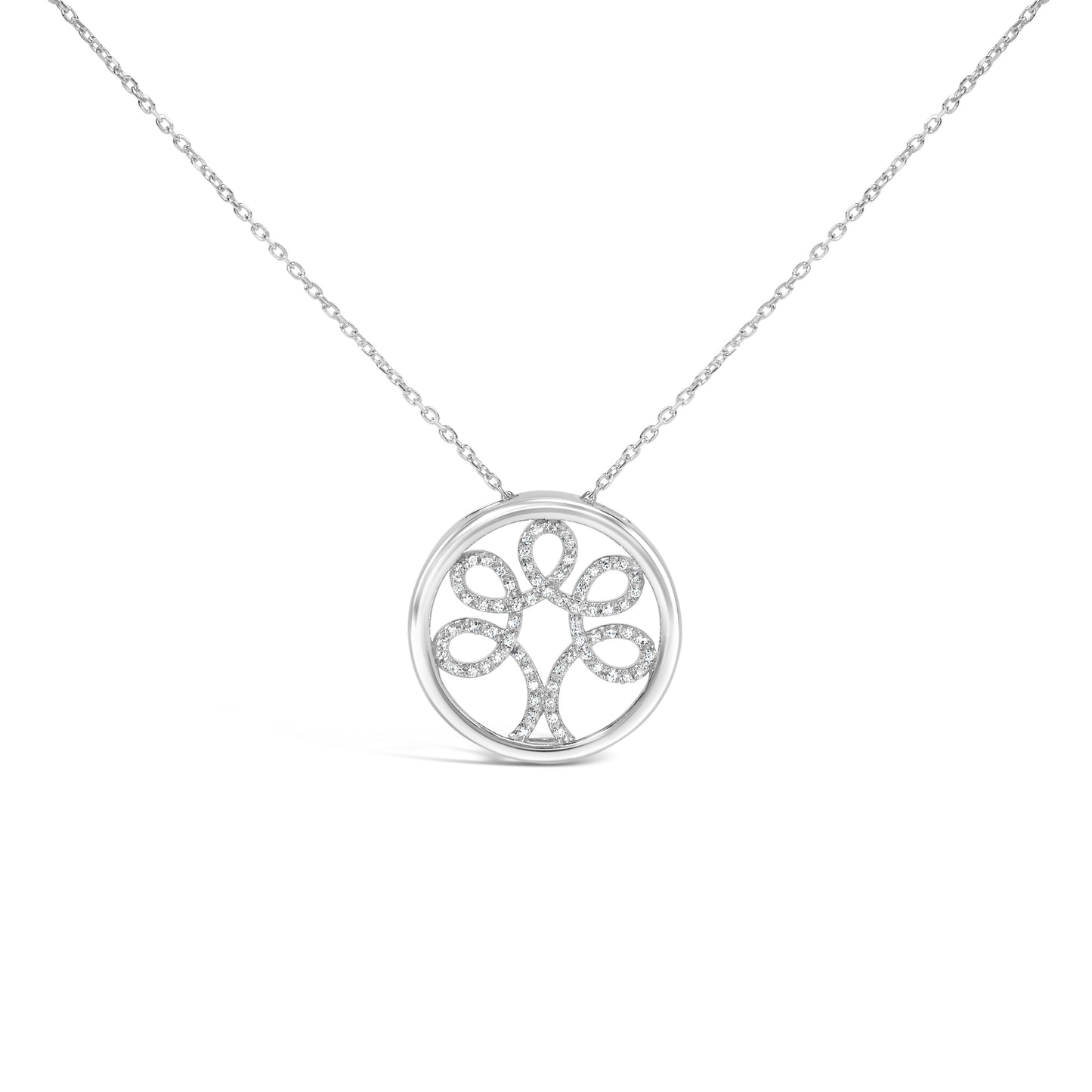 .925 Sterling Silver 1/10 Cttw Diamond Tree of Life Pendant Necklace (I-J Color, I3 Clarity) Bids.com