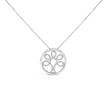 .925 Sterling Silver 1/10 Cttw Diamond Tree of Life Pendant Necklace (I-J Color, I3 Clarity) Bids.com
