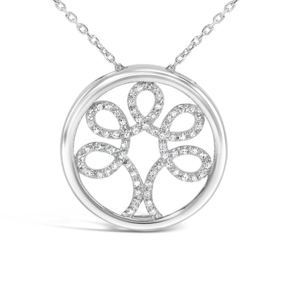 .925 Sterling Silver 1/10 Cttw Diamond Tree of Life Pendant Necklace (I-J Color, I3 Clarity) Bids.com