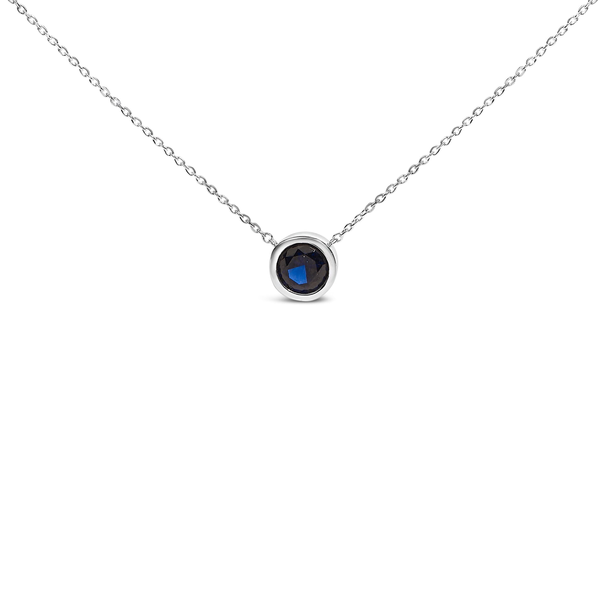 .925 Sterling Silver 7MM Bezel Set Created Purple Amethyst Pendant Necklace - 18" Inches Bids.com
