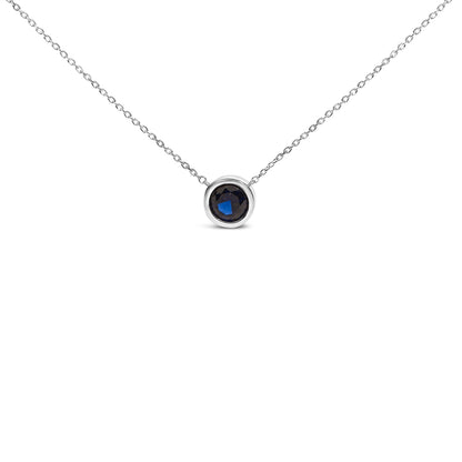 .925 Sterling Silver 7MM Bezel Set Created Purple Amethyst Pendant Necklace - 18" Inches Bids.com