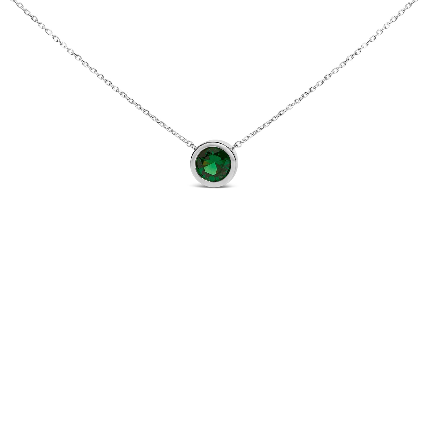 .925 Sterling Silver 7MM Bezel Set Created Purple Amethyst Pendant Necklace - 18" Inches Bids.com