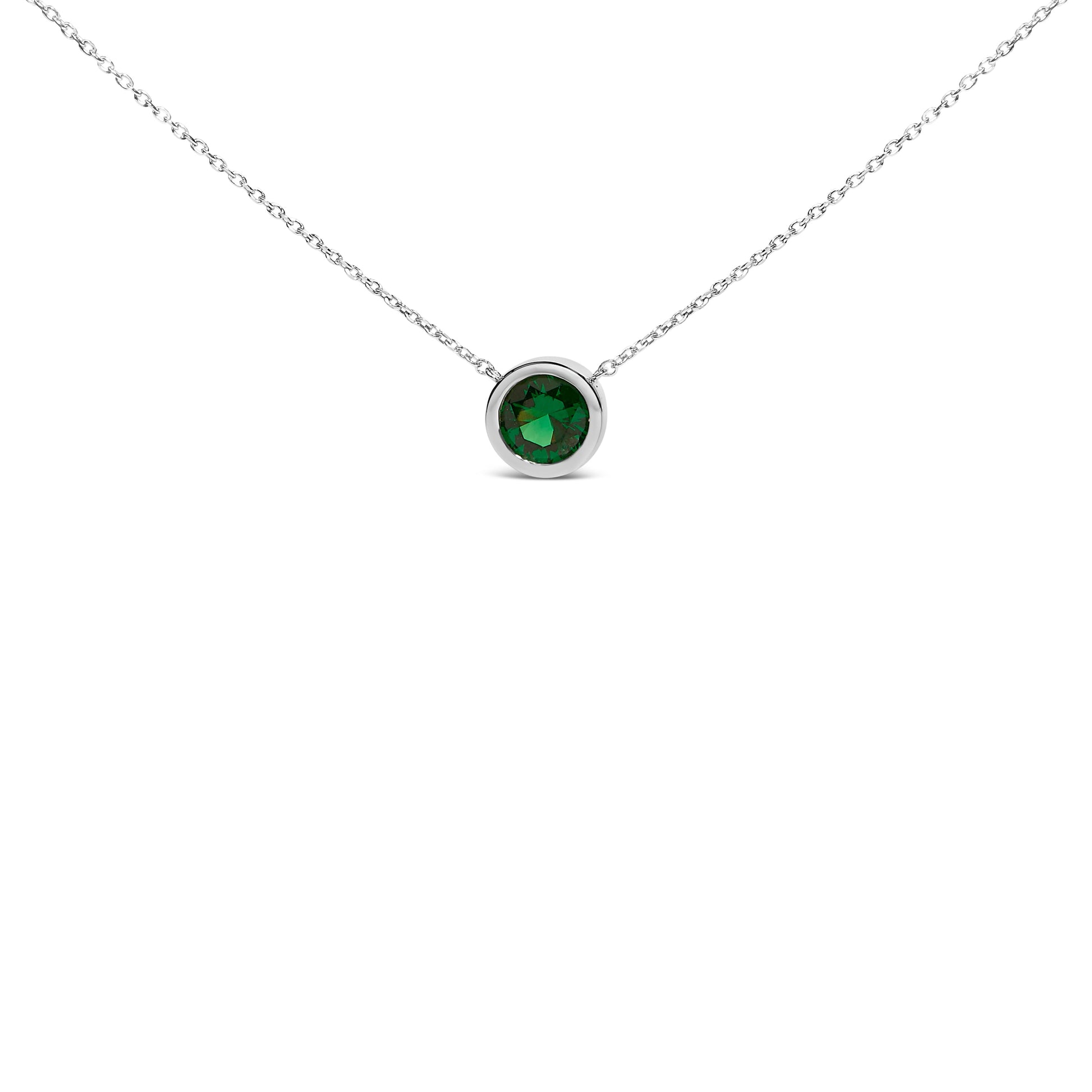 .925 Sterling Silver 7MM Bezel Set Created Purple Amethyst Pendant Necklace - 18" Inches Bids.com