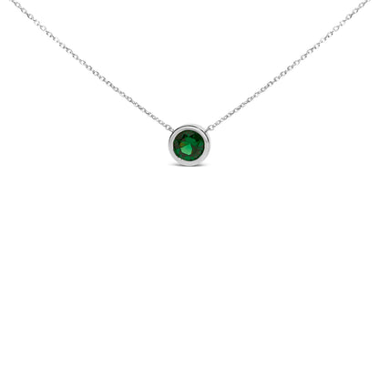 .925 Sterling Silver 7MM Bezel Set Created Purple Amethyst Pendant Necklace - 18" Inches Bids.com