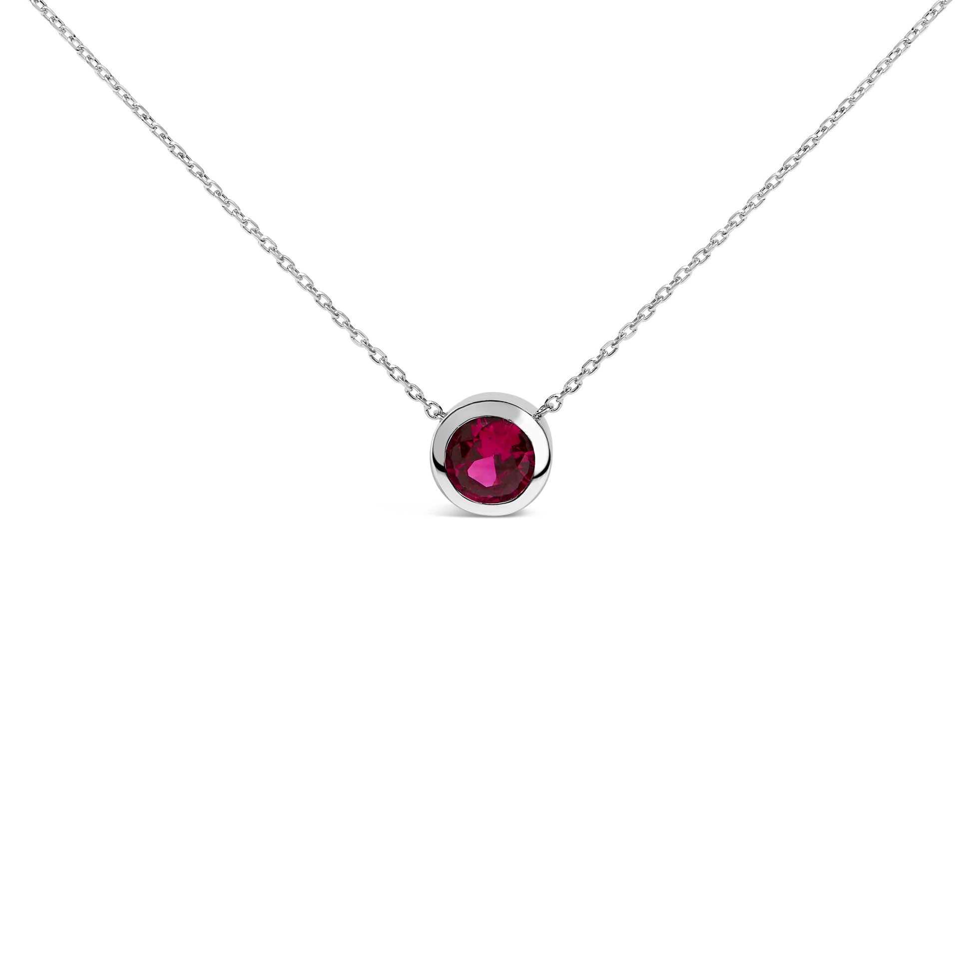 .925 Sterling Silver 7MM Bezel Set Created Purple Amethyst Pendant Necklace - 18" Inches Bids.com