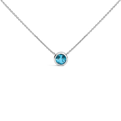 .925 Sterling Silver 7MM Bezel Set Created Purple Amethyst Pendant Necklace - 18" Inches Bids.com