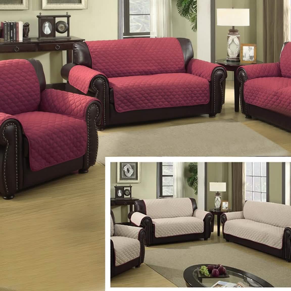 Waterproof Quilted Reversible Furniture Slipcover for Chair, Loveseat, or Sofa DailySale