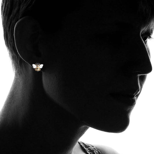 Tri-Tone Bumble Bee Stud Earrings Made with Swarovski Elements DailySale