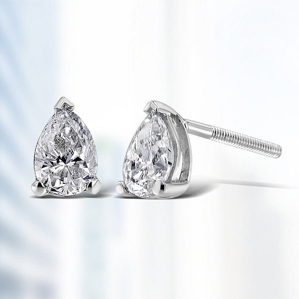 14K White Gold 1/2 Cttw Pear Shape Solitaire Lab Grown Diamond Stud Earrings (F-G Color, VS2-SI1 Clarity) Bids.com