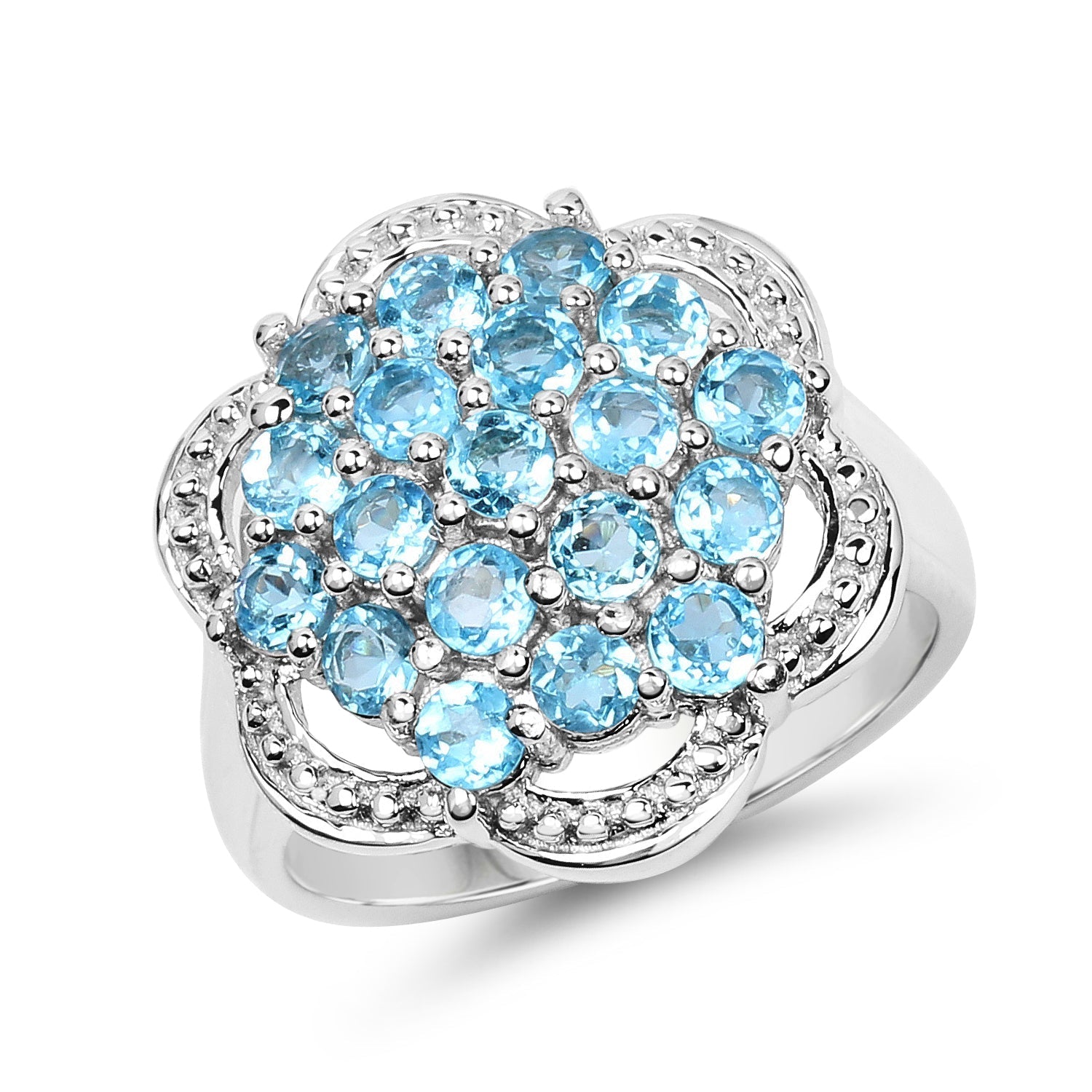 1.90 Carat Genuine Swiss Blue Topaz .925 Sterling Silver Ring Bids.com