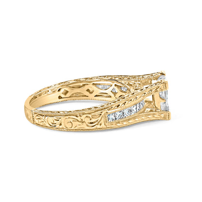 14K Yellow Gold 1.0 Cttw Princess Composite Diamond Engagement Ring (G-H Color, VS1-VS2 Clarity) - Size 7 Bids.com