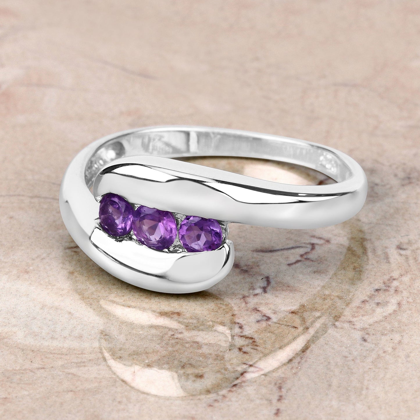 0.54 Carat Genuine Amethyst .925 Sterling Silver Ring Bids.com
