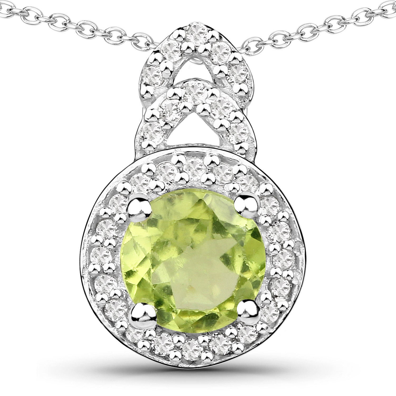 2.68 Carat Genuine Peridot and White Topaz .925 Sterling Silver Jewelry Set Bids.com