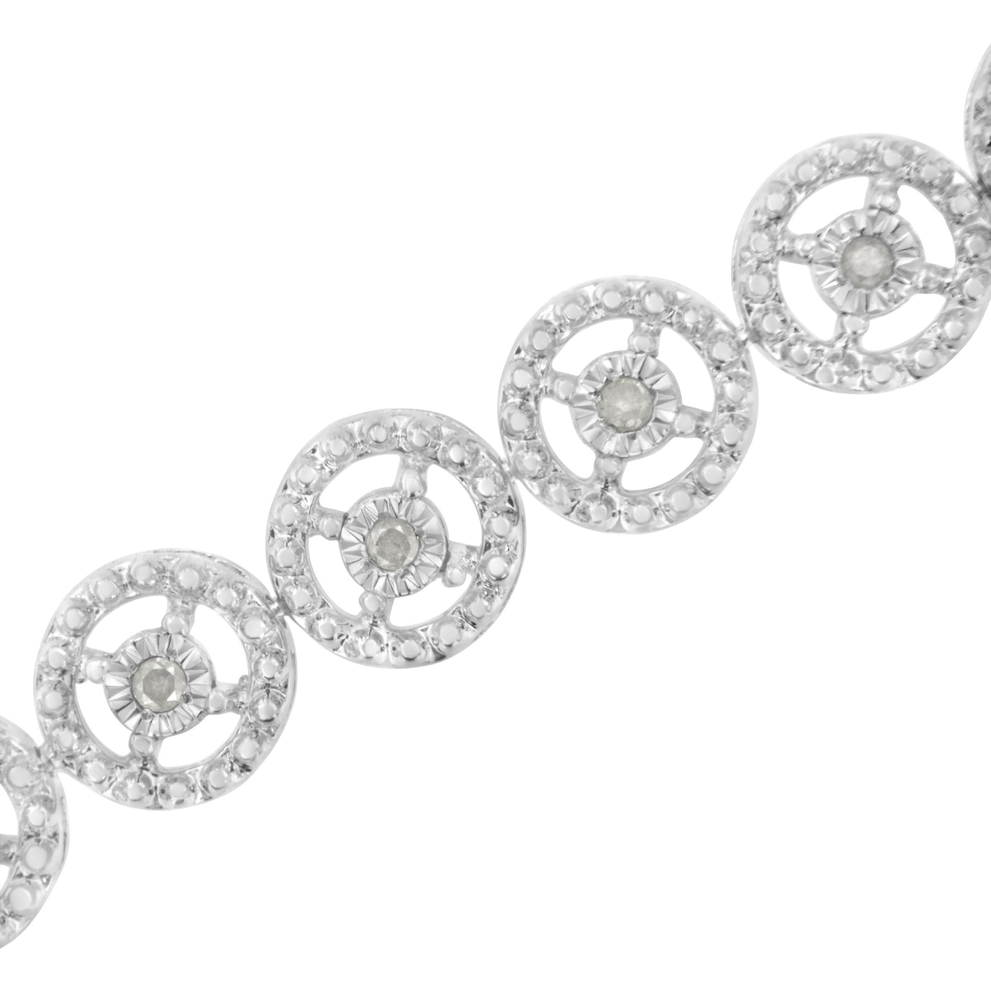 .925 Sterling Silver 1/2 Cttw Diamond Nested Circle Miracle Set Open Wheel 7" Fashion Link Bracelet (I-J Color, I3 Clarity) Bids.com