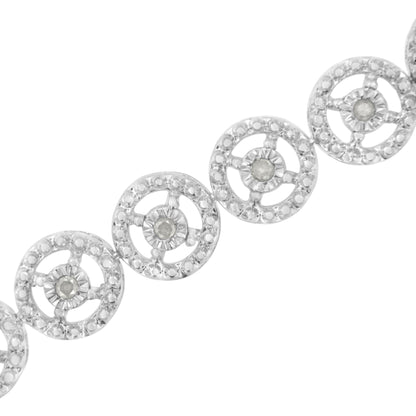 .925 Sterling Silver 1/2 Cttw Diamond Nested Circle Miracle Set Open Wheel 7.25" Fashion Link Bracelet (I-J Color, I3 Clarity) Bids.com