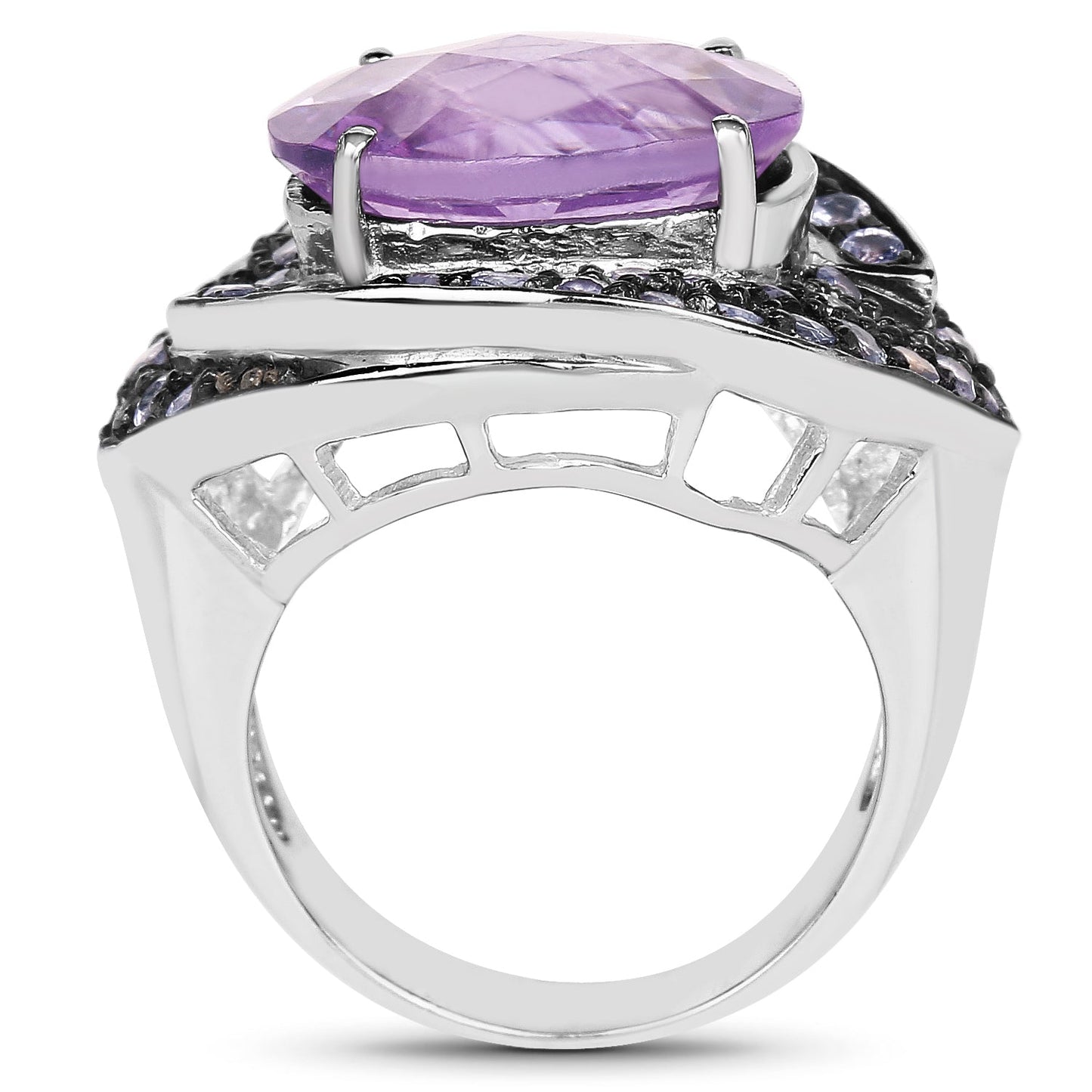 5.95 Carat Genuine Amethyst and Tanzanite .925 Sterling Silver Ring Bids.com
