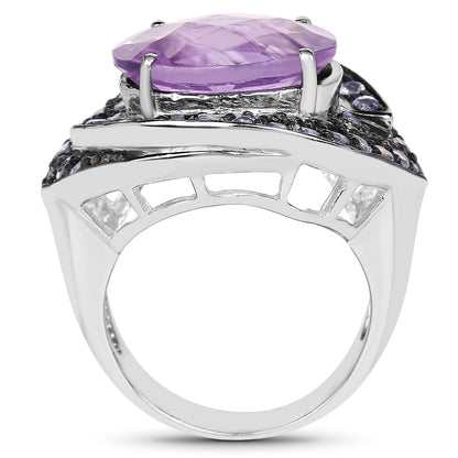 5.95 Carat Genuine Amethyst and Tanzanite .925 Sterling Silver Ring Bids.com