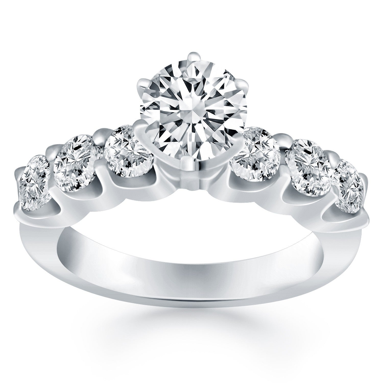 14k White Gold Shared Prong Diamond Engagement Ring Bids.com
