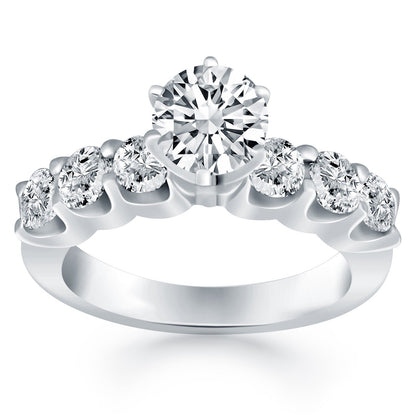 14k White Gold Shared Prong Diamond Engagement Ring Bids.com