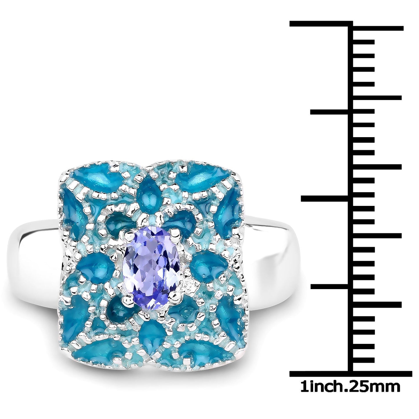 0.44 Carat Genuine Tanzanite .925 Sterling Silver Ring Bids.com