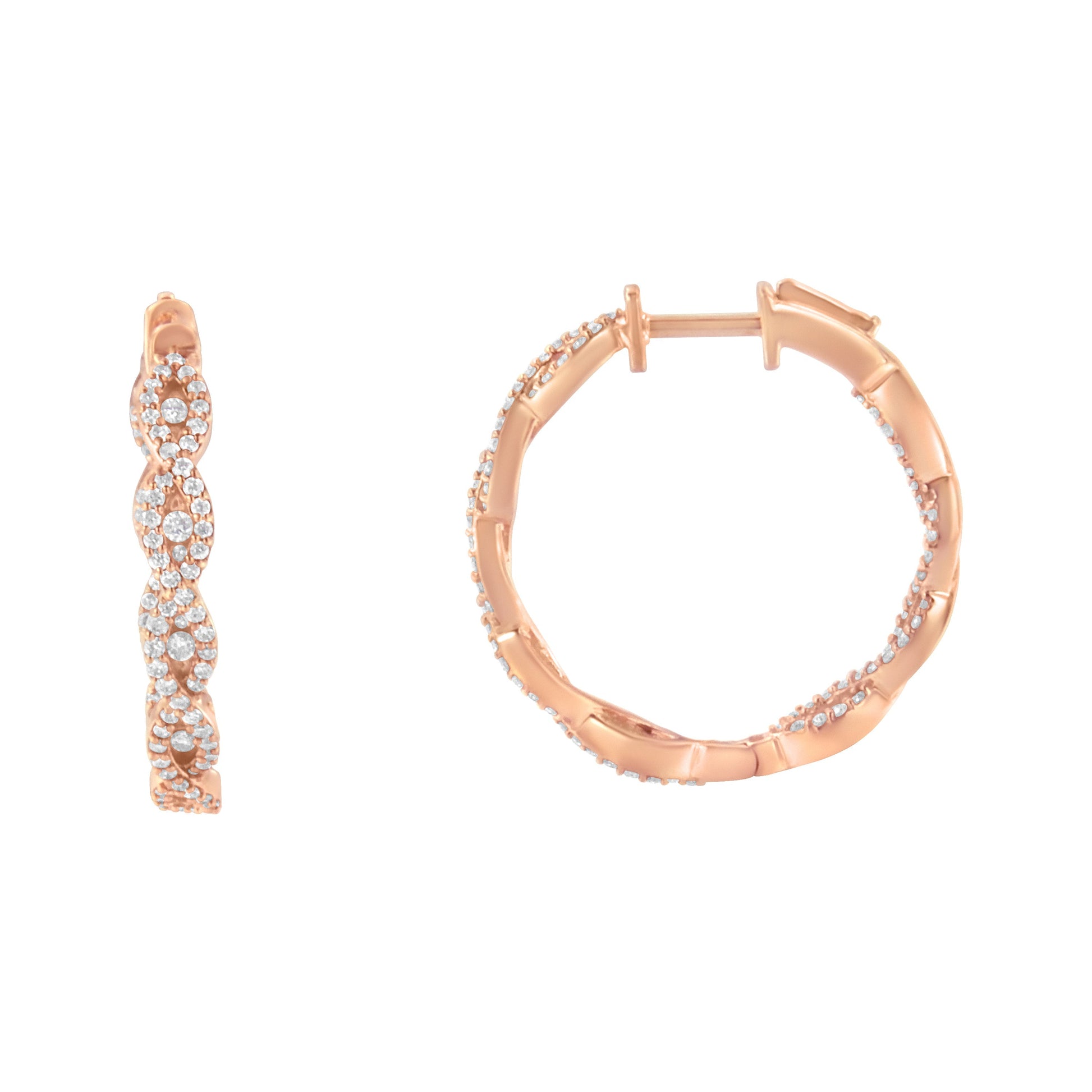 10K Rose Gold Diamond Hoop Earring (1 cttw, H-I Color, I1-I2 Clarity) Bids.com