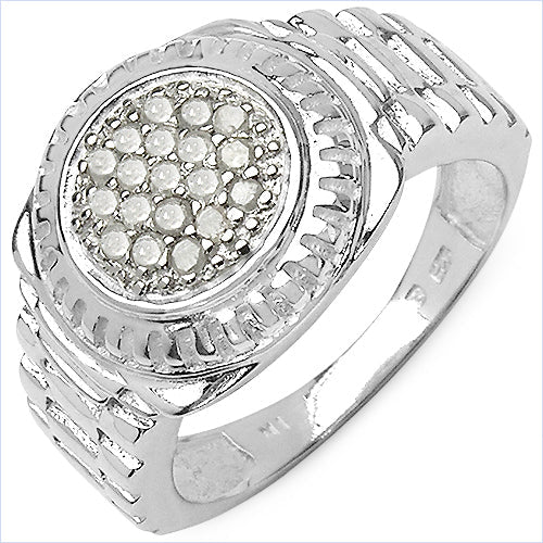 0.20 Carat Genuine White Diamond .925 Sterling Silver Ring Bids.com