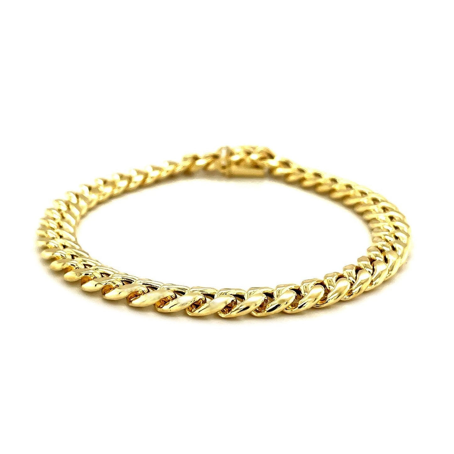 10k Yellow Gold Semi Solid Miami Cuban Bracelet (7.20 mm) Bids.com