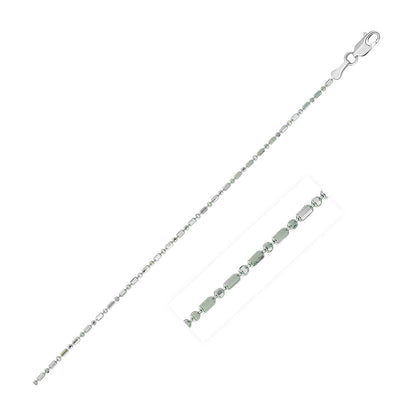 14k White Gold Diamond-Cut Bead Chain 1.0mm Bids.com