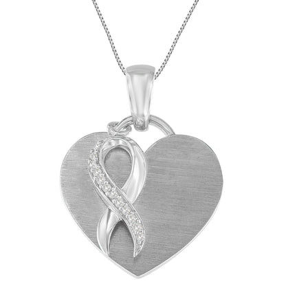 .925 Sterling Silver 1/10 cttw Diamond Heart Pendant Necklace (H-I, I1-I2) Bids.com