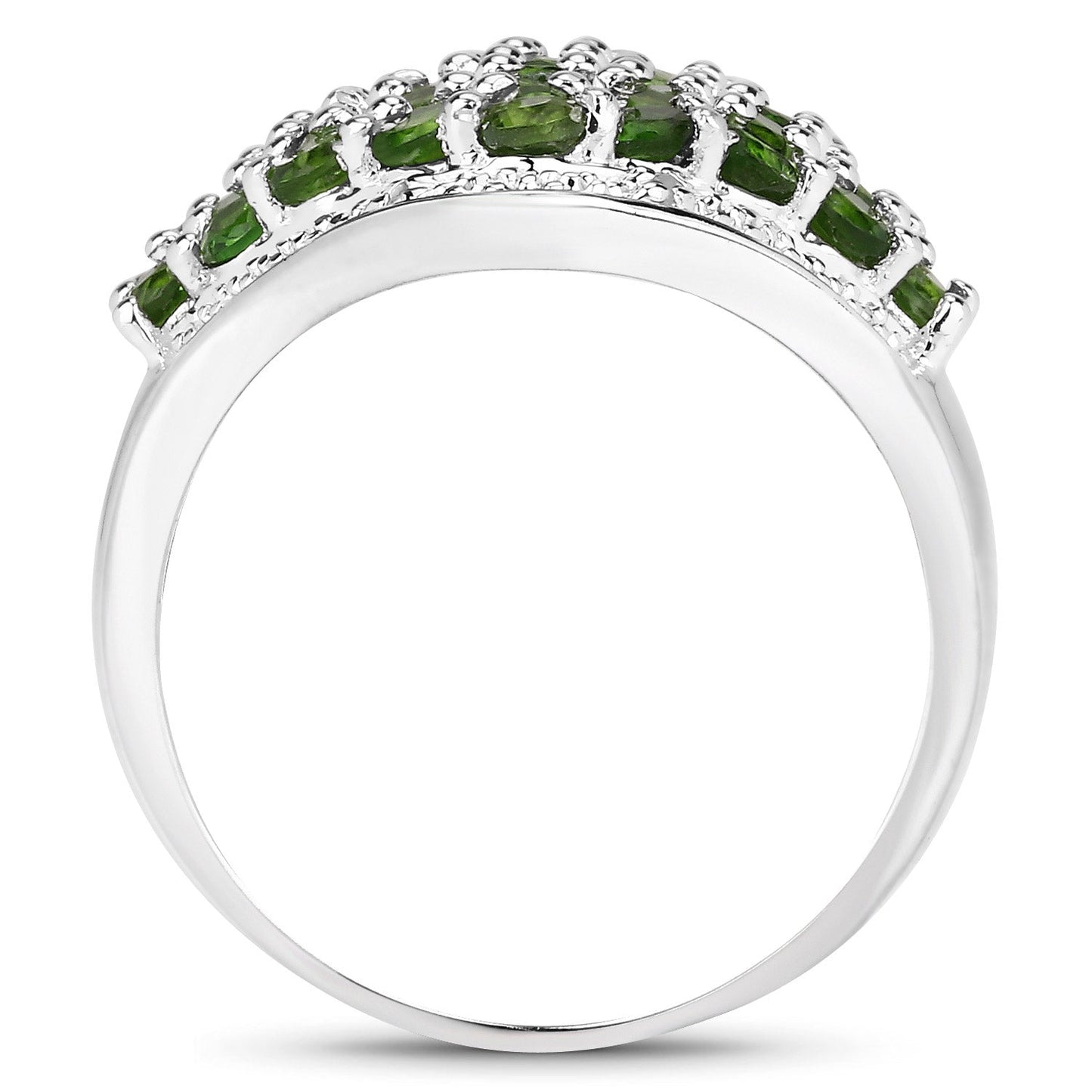 2.41 Carat Genuine Chrome Diopside and White Topaz .925 Sterling Silver Ring Bids.com
