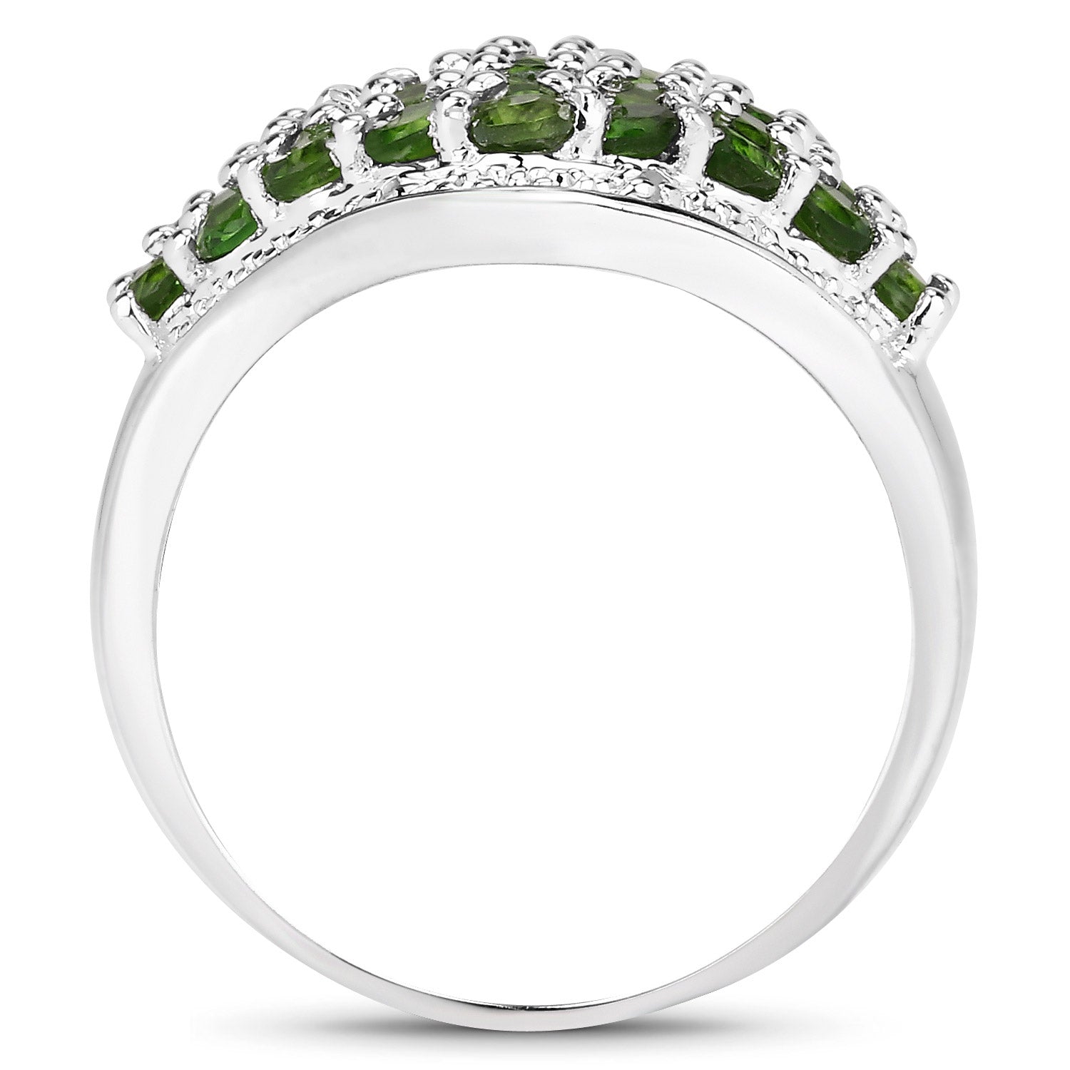 2.41 Carat Genuine Chrome Diopside and White Topaz .925 Sterling Silver Ring Bids.com