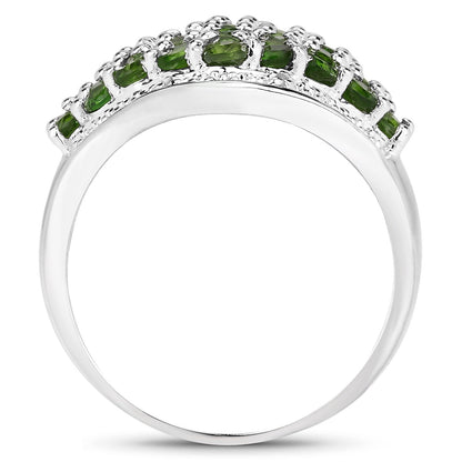 2.41 Carat Genuine Chrome Diopside and White Topaz .925 Sterling Silver Ring Bids.com